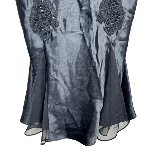 Vintage Y2K Victoria's Secret Slip Dress Teddy Medium M Black Embellished Satin - Picture 5 of 7